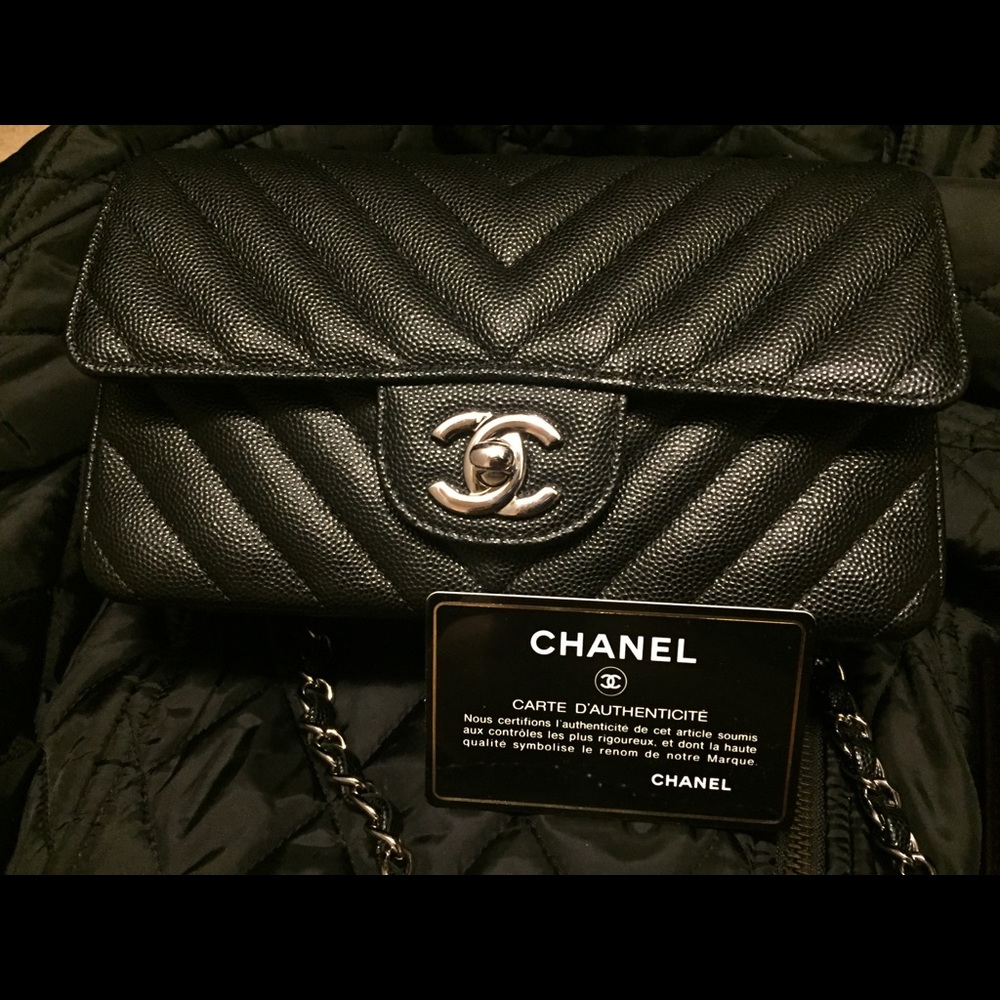***SOLD*** CHANEL Chevron Mini Rectangular in SHW